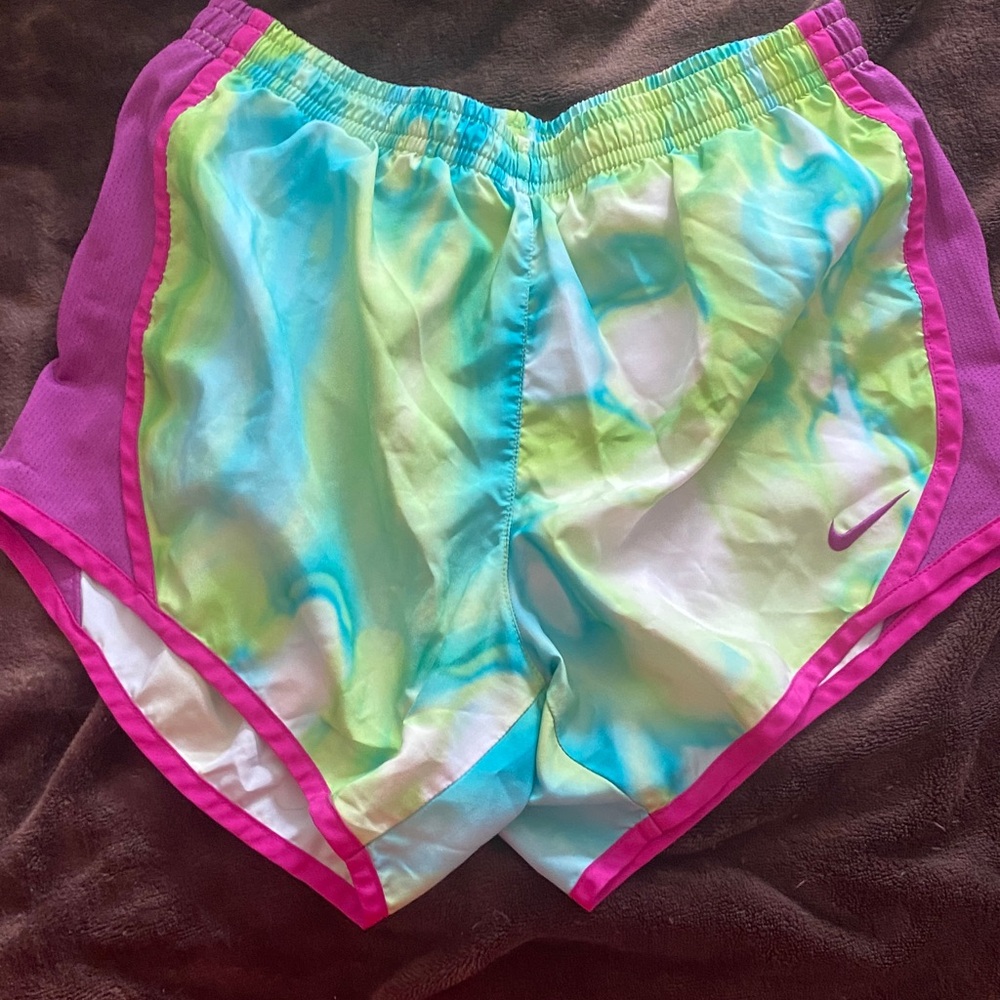 Nike Women's Pink and Blue Athletic Shorts